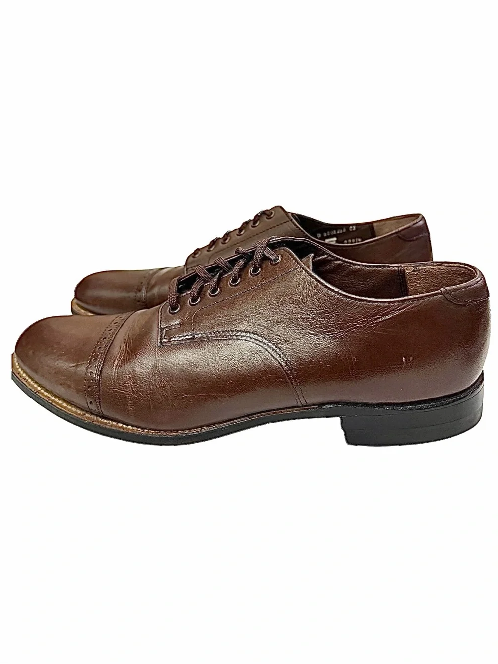 Vintage Stacy Adams Brown Leather Oxford Dress Shoes 8.5 D Classic
